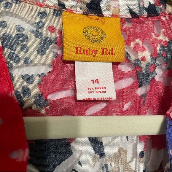 Red with Bright Floral Print Lightweight Long Sleeve Jacket Cardigan Size 14 - Picture 4 of 8